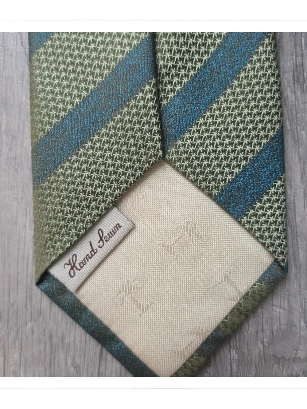 Tommy Bahama Hand‑Sewn Silk Tie Palm Tree Jacquard Olive Blue Stripe Luxury